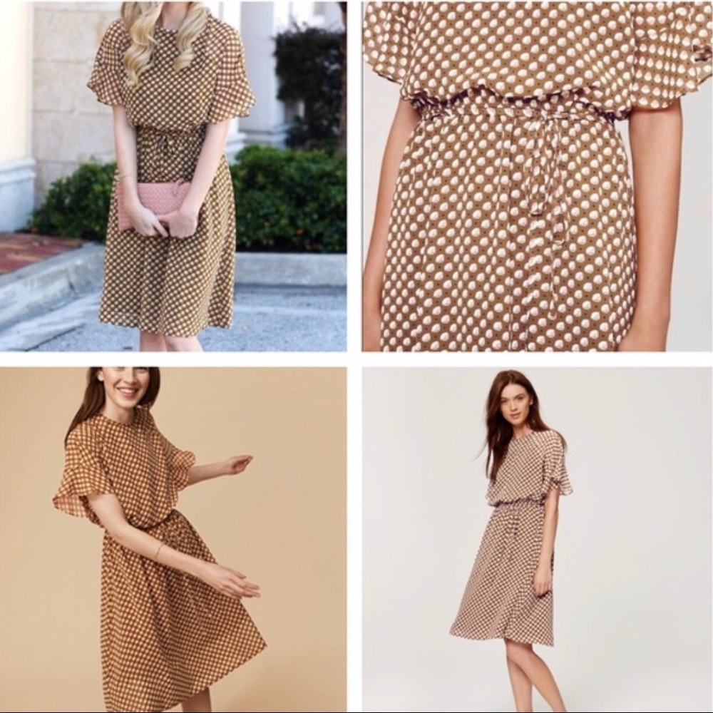 Loft | Fall Flutter dress in Aztec Gold